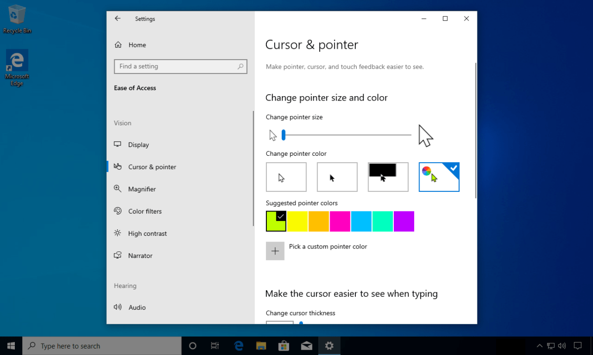 how to change mouse color on windows 10