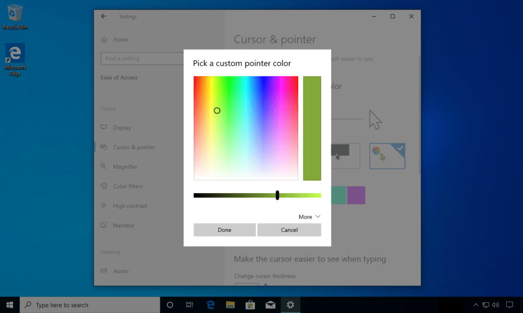 how to change mouse cursor color on windows 10